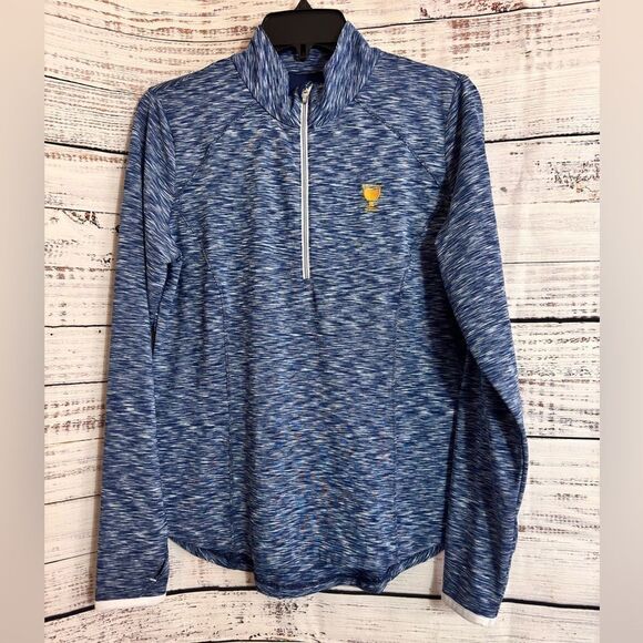 Zero Restriction Navy Presidents Cup Shae Quarter Zip Top womens Sz M Golf - Picture 2 of 13